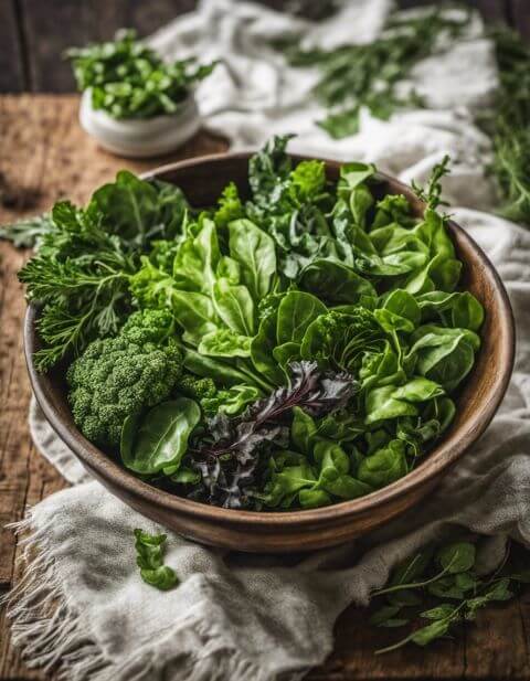 fresh greens in a bowl