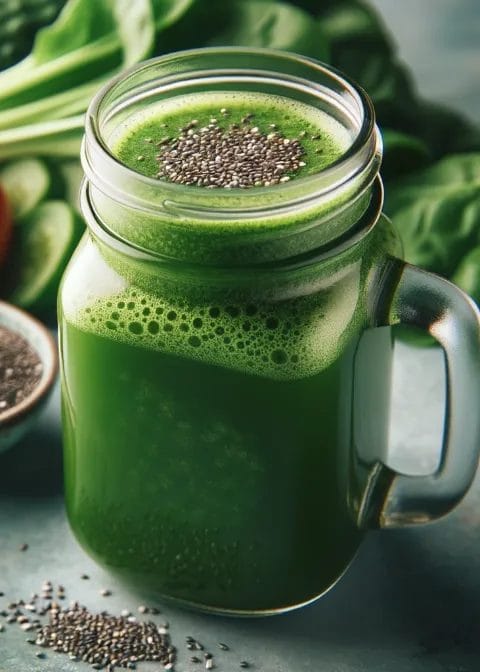 freshly made green vegetable juice